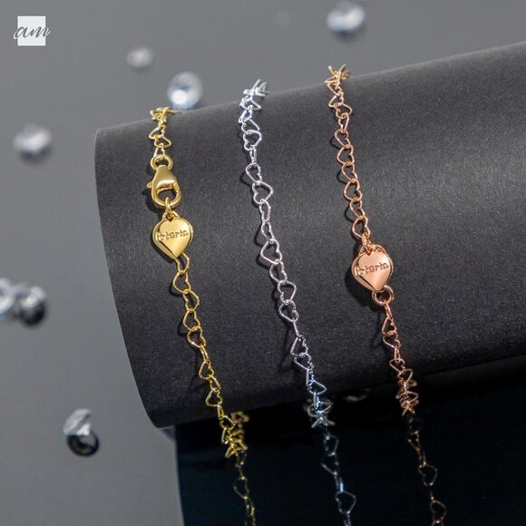 Hypoallergenic 925 Sterling Silver Heart Bracelet - Perfect Gift for Her - Picture 3 of 6